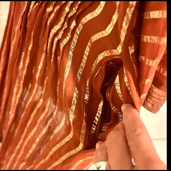 Vintage Albert Nipon, Stunning Metallic Copper Gold Pleated Dress EUC – Size 8 - Picture 10 of 15